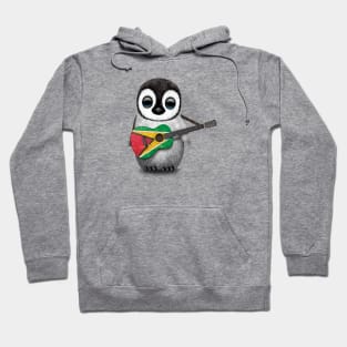 Baby Penguin Playing Guyanese Flag Guitar Hoodie